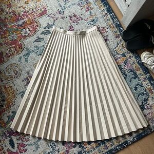 Faux leather pleated midi skirt
